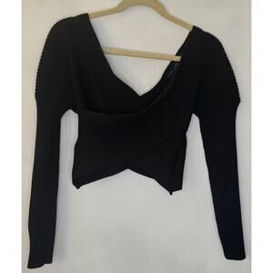 HYFVE crossover Top Sweater Ribbed Black Long Sleeve Women’s Size Medium